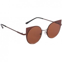 Round Unisex Fashion Small Frame Sunglasses-Vintage Retro Irregular Shape Sun Glasses - Brown - C518Q28AHDZ $6.63