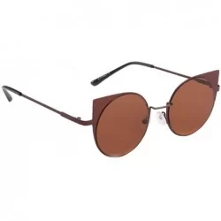 Round Unisex Fashion Small Frame Sunglasses-Vintage Retro Irregular Shape Sun Glasses - Brown - C518Q28AHDZ $16.36