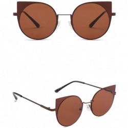 Round Unisex Fashion Small Frame Sunglasses-Vintage Retro Irregular Shape Sun Glasses - Brown - C518Q28AHDZ $6.63