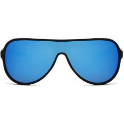 Oversized Unisex Steampunk Designer Square Sunglasses(Black) - Blue - CE194X7NM9D $26.80