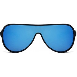 Oversized Unisex Steampunk Designer Square Sunglasses(Black) - Blue - CE194X7NM9D $10.85