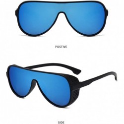 Oversized Unisex Steampunk Designer Square Sunglasses(Black) - Blue - CE194X7NM9D $10.85