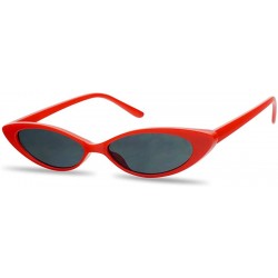 Square Mini Vintage Retro Extra Narrow Oval Round Skinny Cat Eye Sun Glasses Clout Goggles - Red Frame - Black - CE18CGIORZW ...