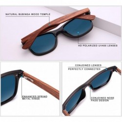 Square Wooden Vintage Sunglasses Men Polarized Flat Lens Rimless Square Frame Women Sun Glasses - Green Bubinga wood - C8194O...