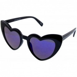 Oversized Heart Sunglasses - Cool 80s Retro Style Shades - Red - White - Pink - Black Frames - Black - CM18RGD53YO $12.08