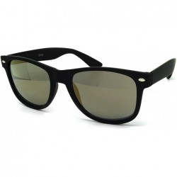 Oversized 97800-1 Premium Soft Horned Rim Matte Finish Mirror Retro Sunglasses - Black/ Bronze - C918OENWWQ9 $26.49