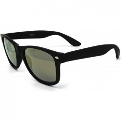 Oversized 97800-1 Premium Soft Horned Rim Matte Finish Mirror Retro Sunglasses - Black/ Bronze - C918OENWWQ9 $11.30