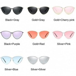 Cat Eye Women Metal Frame Cat Eye Sunglasses UV400 Mirror Sun Glasses Female Vintage Eyewear - Goldgray - C9199GC9TGN $9.94