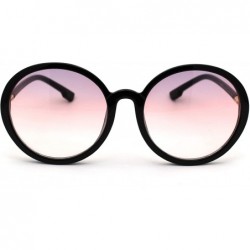 Round Womens Mod Round Minimal Plastic Sunglasses - Black Pink - CF18Z0LKA4D $22.84