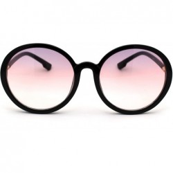 Round Womens Mod Round Minimal Plastic Sunglasses - Black Pink - CF18Z0LKA4D $14.39