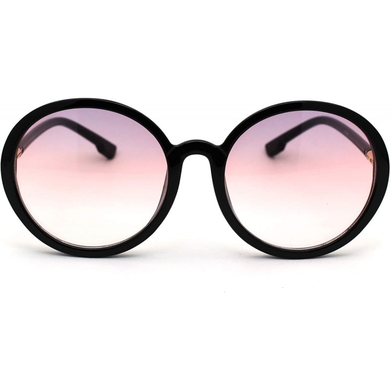 Round Womens Mod Round Minimal Plastic Sunglasses - Black Pink - CF18Z0LKA4D $14.39