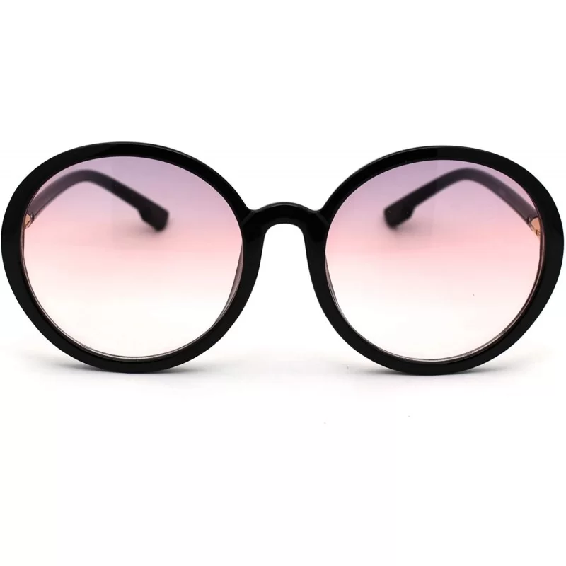 Round Womens Mod Round Minimal Plastic Sunglasses - Black Pink - CF18Z0LKA4D $14.39