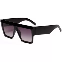 Square Big Square Sunglasses Thick Frame black leopard Sun Glasses for Women Rectangular - Full Black - CS18WAA7AIQ $19.03