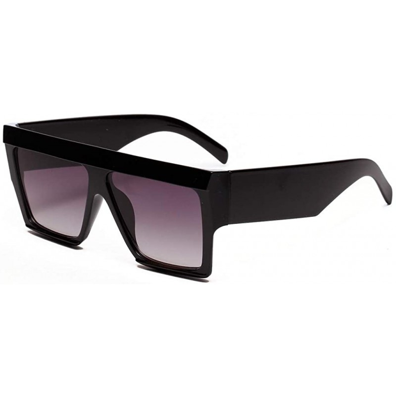 Square Big Square Sunglasses Thick Frame black leopard Sun Glasses for Women Rectangular - Full Black - CS18WAA7AIQ $10.95