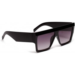 Square Big Square Sunglasses Thick Frame black leopard Sun Glasses for Women Rectangular - Full Black - CS18WAA7AIQ $10.95