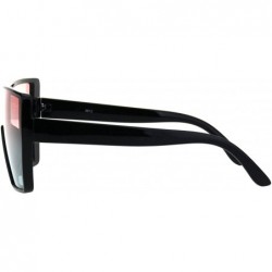 Shield Extra Oversized Sunglasses Square Shield Fashion Gradient Lens UV 400 - Black (Pink Blue) - C818L72COHU $9.96