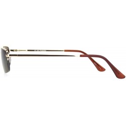 Rectangular Mens Classic Half Rim Narrow Rectangular 90s Dad Sunglasses - Gold Brown - CU18L8AZI82 $9.08