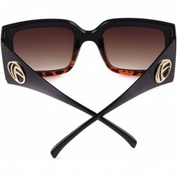 Oversized Oversized Sunglasses for Women Vintage Trendy Designer Glasses - Black Tortoise Frame/Brown Gradient Lens - CM18Z5R...