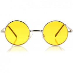 Round Indie Festival Small Hippie Round Deep Color Sunglasses A062 - Yellow - C21899A56SK $11.90