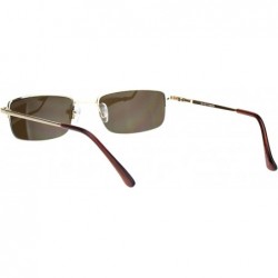 Rectangular Mens Classic Half Rim Narrow Rectangular 90s Dad Sunglasses - Gold Brown - CU18L8AZI82 $9.08