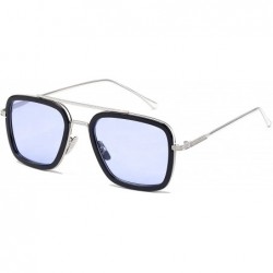 Oversized Aviator Sunglasses Vintage Gradient Classic - Silverblackblue - CL18ZA0EC57 $14.07
