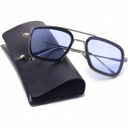 Oversized Aviator Sunglasses Vintage Gradient Classic - Silverblackblue - CL18ZA0EC57 $14.07