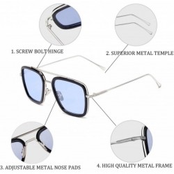 Oversized Aviator Sunglasses Vintage Gradient Classic - Silverblackblue - CL18ZA0EC57 $14.07