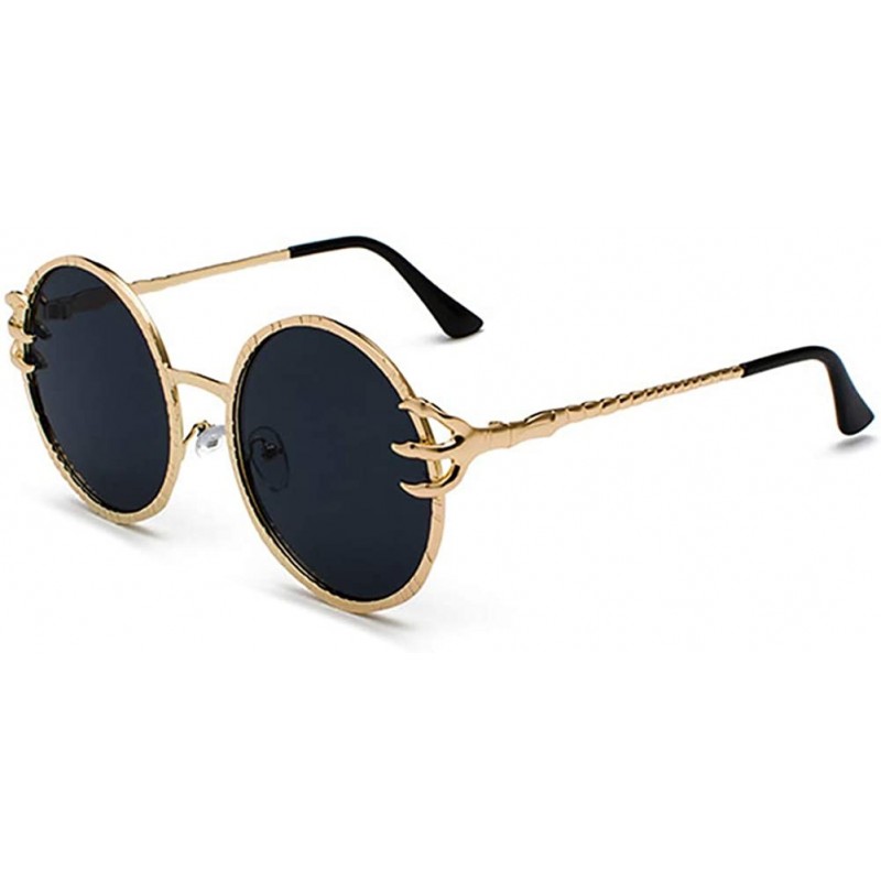 Goggle Gothic Round Sunglasses For Women-Fashion Shade Glasses With Metal Frame - B - C7190ODSZMM $23.91