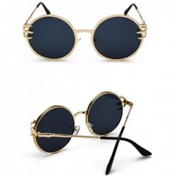 Goggle Gothic Round Sunglasses For Women-Fashion Shade Glasses With Metal Frame - B - C7190ODSZMM $23.91