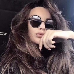 Goggle Gothic Round Sunglasses For Women-Fashion Shade Glasses With Metal Frame - B - C7190ODSZMM $23.91