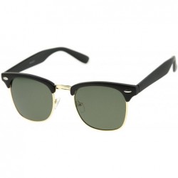 Wayfarer Premium Half Frame Horn Rimmed Sunglasses with Metal Rivets - Matte-rubber Black-gold / Green - C612K5F9KU7 $9.36