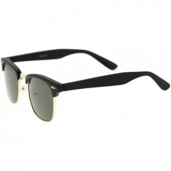 Wayfarer Premium Half Frame Horn Rimmed Sunglasses with Metal Rivets - Matte-rubber Black-gold / Green - C612K5F9KU7 $9.36