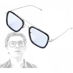 Square Eyewear-Tony Stark Sunglasses Square Metal Frame Men Women - Blue - CD18W5CA7KZ $31.07