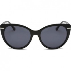 Round Large Oversize Women Round Cat Eye Fashion Sunglasses - Black - CH198MAYLEA $14.40