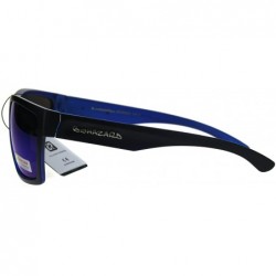 Rectangular Biohazard Mens Color Mirror Sport Black Horn Rim Sunglasses - Blue - C2186H4ZC5M $11.47