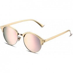 Rimless Polarized Round Lenses Semi Rimless Fashion Women Sunglasses - Pink - CE17YURDN59 $23.54
