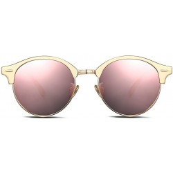 Rimless Polarized Round Lenses Semi Rimless Fashion Women Sunglasses - Pink - CE17YURDN59 $9.42