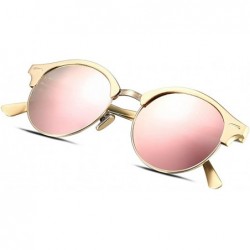 Rimless Polarized Round Lenses Semi Rimless Fashion Women Sunglasses - Pink - CE17YURDN59 $9.42