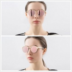 Rimless Polarized Round Lenses Semi Rimless Fashion Women Sunglasses - Pink - CE17YURDN59 $9.42