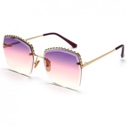 Oversized sunglasses Rhinestone Sunglasses oversized gradient - Purple&pink - C718Q9KR5X4 $24.22