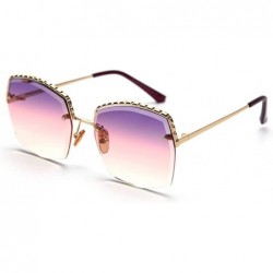 Oversized sunglasses Rhinestone Sunglasses oversized gradient - Purple&pink - C718Q9KR5X4 $12.61