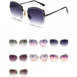 Oversized sunglasses Rhinestone Sunglasses oversized gradient - Purple&pink - C718Q9KR5X4 $12.61