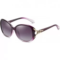 Semi-rimless Classic Oversized Sunglasses Retro HD Polarized For Women 100% UV400 Protection 8842 - Purple - CL18MGEN4AC $21.79