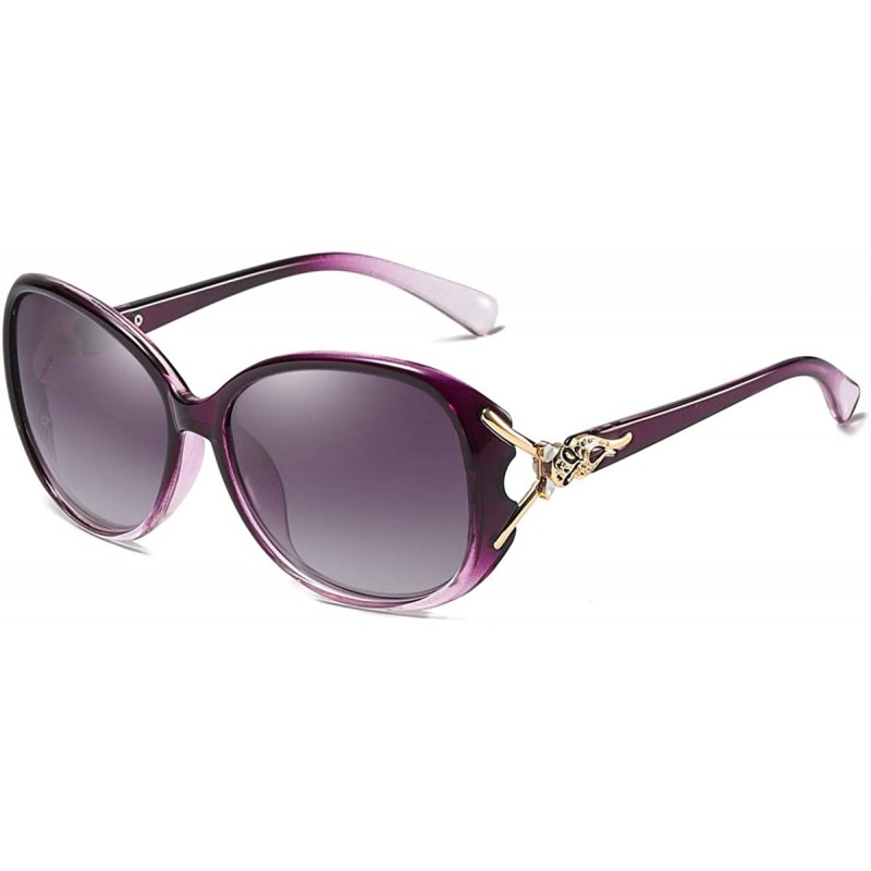 Semi-rimless Classic Oversized Sunglasses Retro HD Polarized For Women 100% UV400 Protection 8842 - Purple - CL18MGEN4AC $14.15