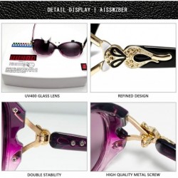 Semi-rimless Classic Oversized Sunglasses Retro HD Polarized For Women 100% UV400 Protection 8842 - Purple - CL18MGEN4AC $14.15