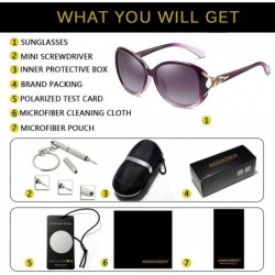 Semi-rimless Classic Oversized Sunglasses Retro HD Polarized For Women 100% UV400 Protection 8842 - Purple - CL18MGEN4AC $14.15
