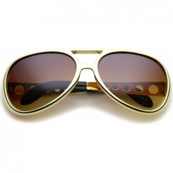 Aviator Large Elvis King Of Rock & Roll Aviator Sunglasses 63mm - Gold / Amber - CZ12N3ZJLKO $21.04