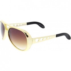 Aviator Large Elvis King Of Rock & Roll Aviator Sunglasses 63mm - Gold / Amber - CZ12N3ZJLKO $11.37