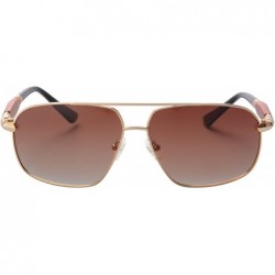 Rectangular Retro Vintage Wood Sunglasses UV400 Polarized Driving Sunglasses-1581 - C1 - C612DOMAZ29 $25.72