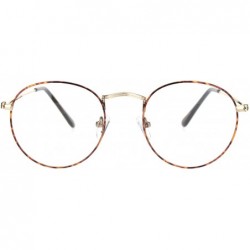 Round Vintage Retro Clear Lens Glasses Unisex Fashion Thin Metal Frame UV 400 - Gold Tortoise - CH192Z8CE5E $8.87